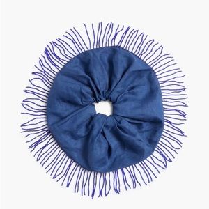 GANNI Fringed bead-embellished linen scrunchie hair tie